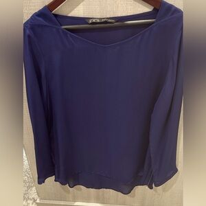 Zara Basic Navy Blue Blouse. Size XL